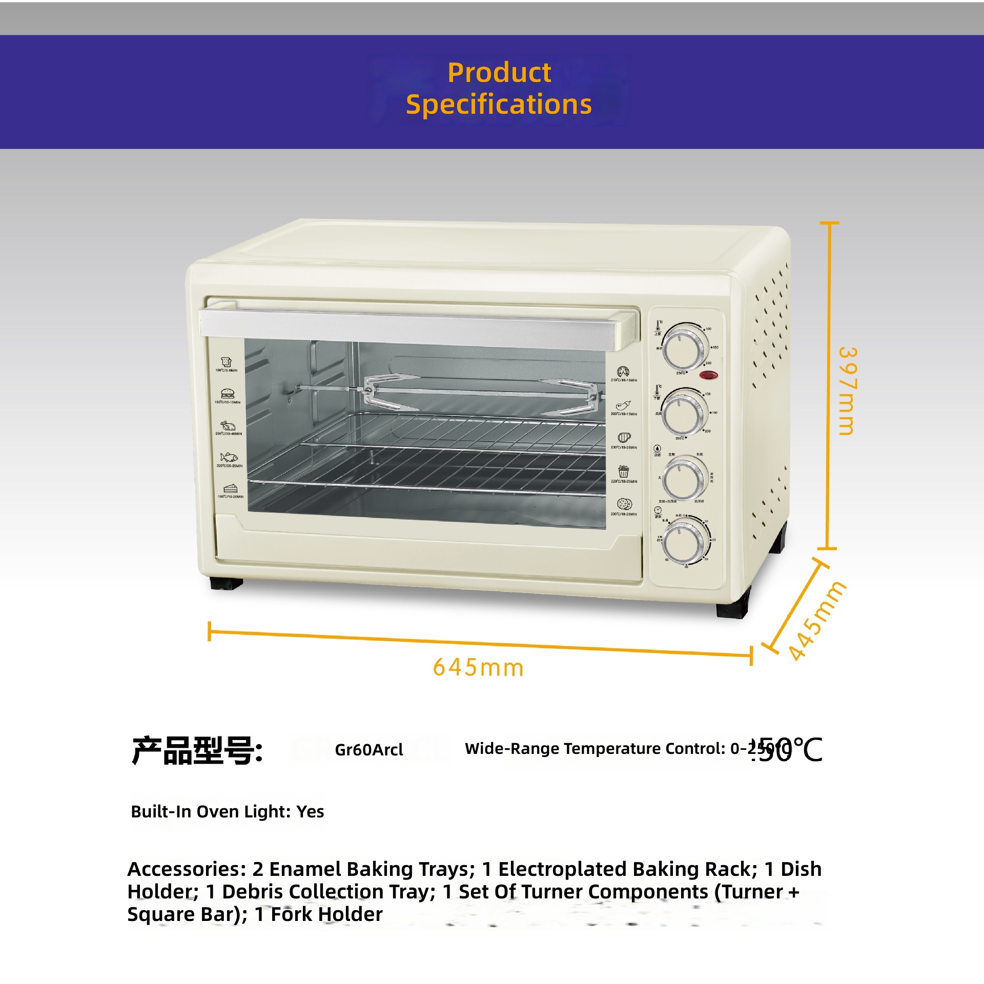 Electric Oven 60L, 4-Tier Baki - Kitchen Appliances Gift Ideas ulasan dan harga